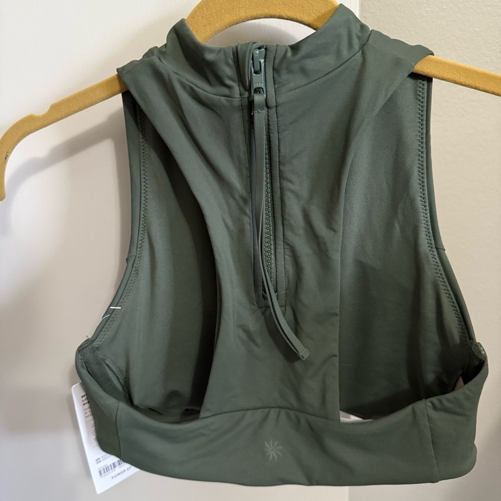 π Athleta π Maldives Sport Longline Bikini Top Size 32D/DD Olive Green - Picture 4 of 7